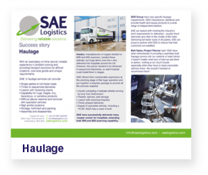 SAE Logistics, Rickmansworth | Haulage Case Study