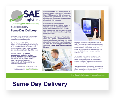 SAE Logistics, Rickmansworth | Same day delivery